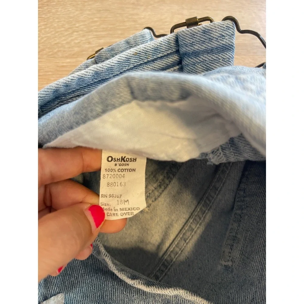 Vintage OshKosh Bgosh Kids Denim Overalls Light Wash 18M Vestbak Cotton